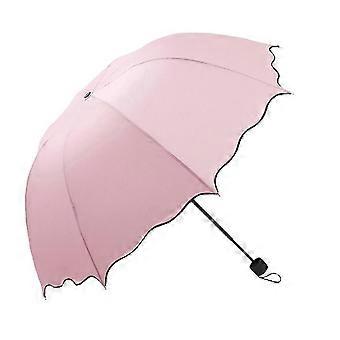 Mooie Vrouwen Lotus Leaves Anti UV Dome Parasol Outdoor Zon / Regen Opvouwbare Paraplu-Uitstekend