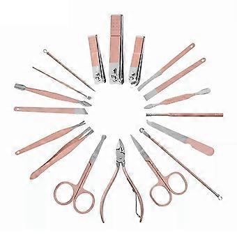 18 I 1 Manikyr Set Professionell Manikyr Pedikyr Kit Nagelklippare Set Nail Care Kit Rose Gold