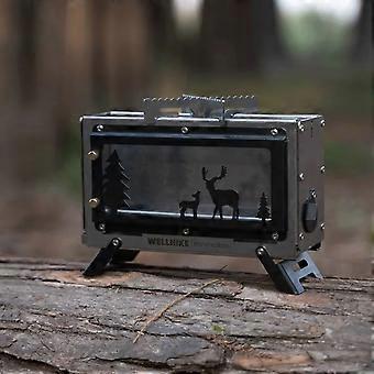 Camping Wood Stove with Glass Window, Dual-Fuel Portable Wood Burning Stove for Hot Tent Camping