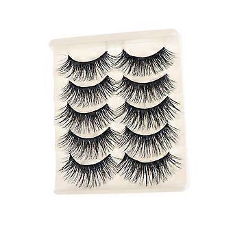 5 Pairs Exaggerated Fake Eyelashes High-grade Fiber Eyelashes Sexy Long Thick Artificial Lashes Women Makeup Eyelashes Black