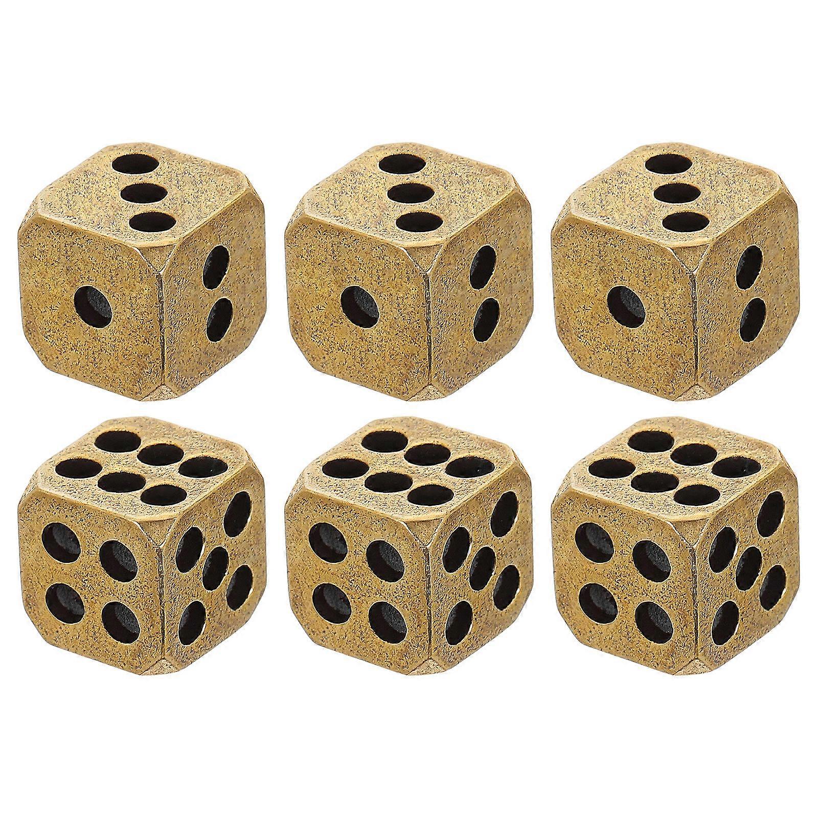 6pcs Brass Craft Dices Simple Game Dice Props Solid Brass Craft Small Dices