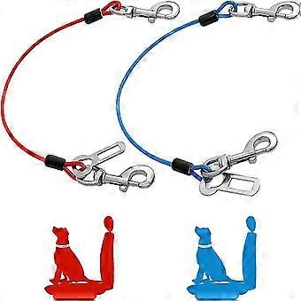 Car Seatbelt, 2pcs Dogs Car Harnesses Made of Coated Wire, Chew Proof Safety Restraint Leash, Vehicle Dog Accessories,Double Clips & Latch