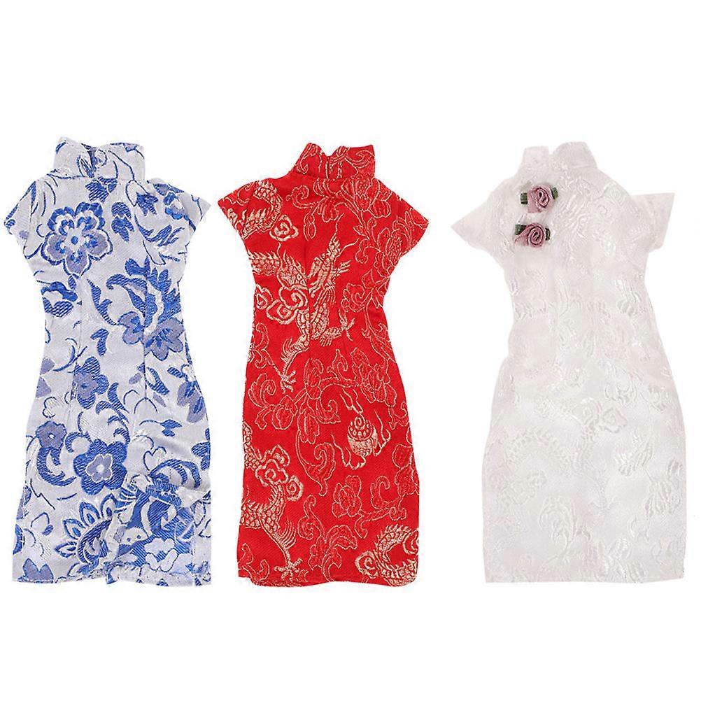 3pcs boneca cheongsam boneca vestido boneca boneca roupas estilo chinês