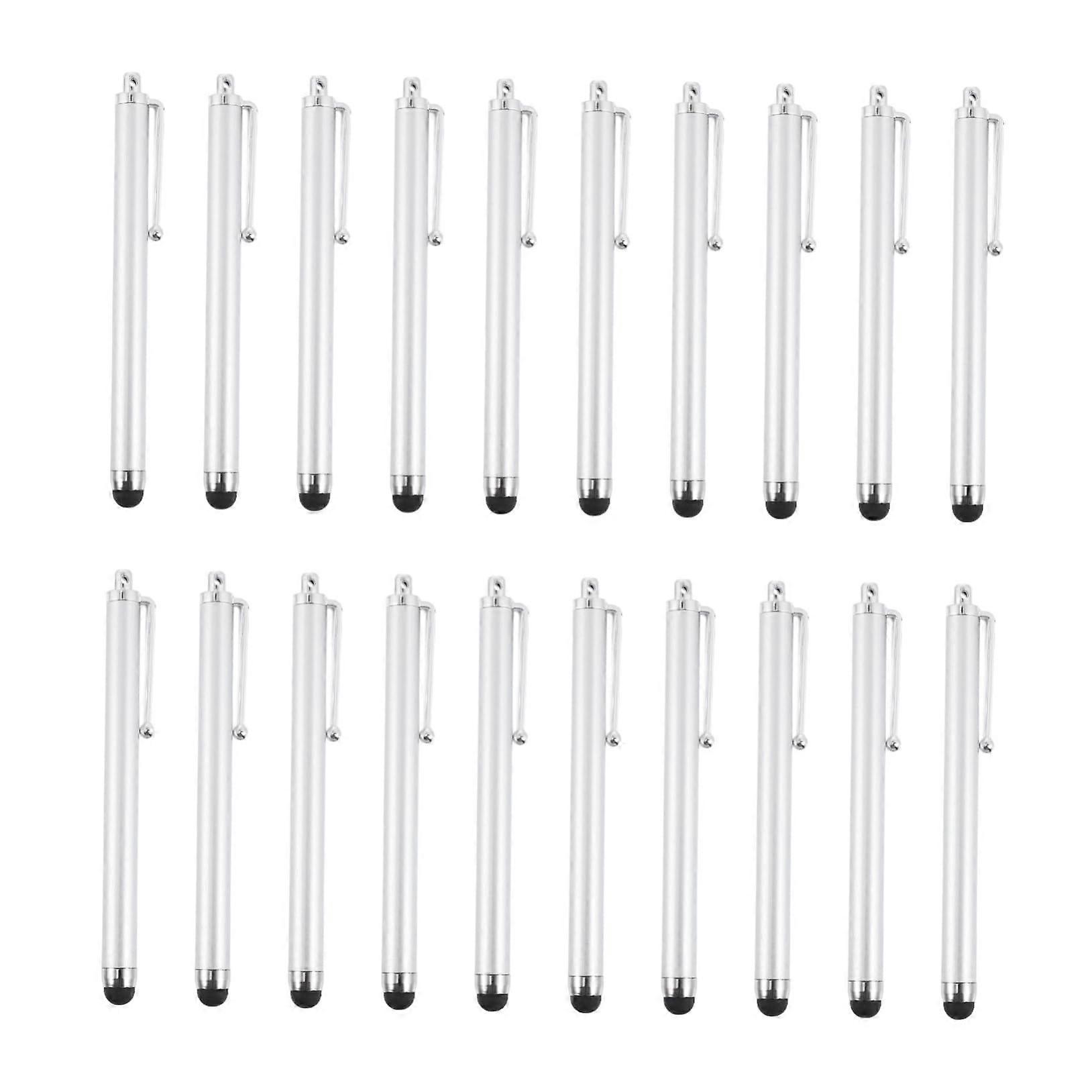 20pcs Silver Stylus Pen for Touch Screen Phones and Tablets, Replaceable Soft Tip, Accurate Touch Precision