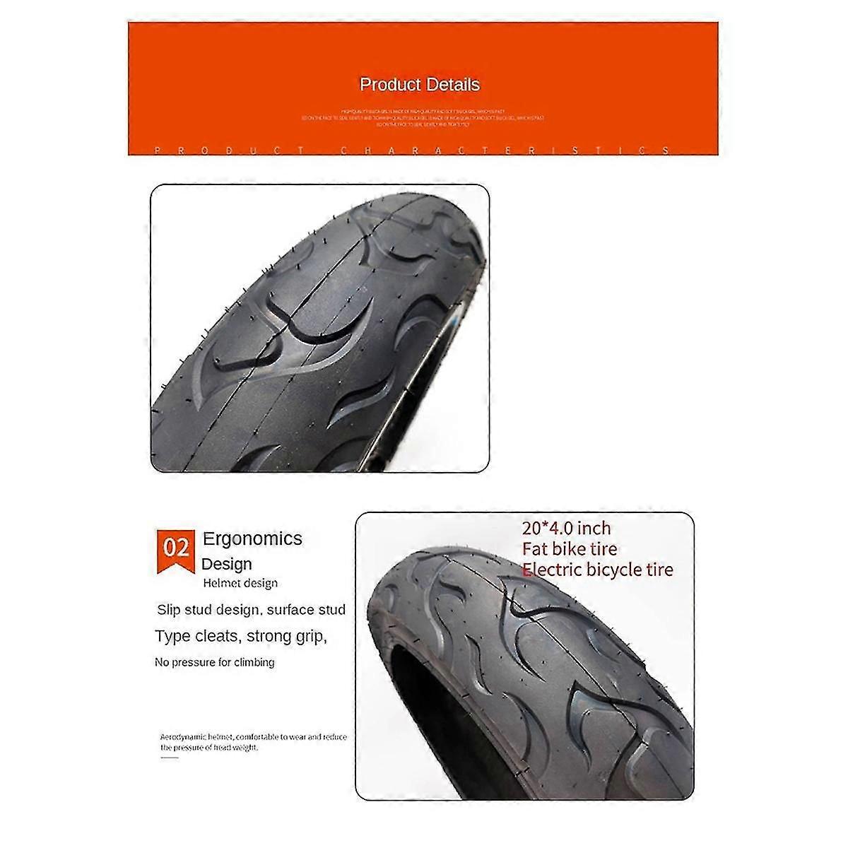 20x4.0 polegadas tubo interno snowmobile ATV pneus de bicicleta elétrica alargada interna e externa