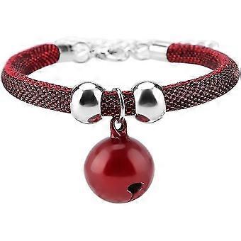 Japanse stijl kat halsband met bel, nylon met verlengketting huisdier voedingsaccessoires (rood)