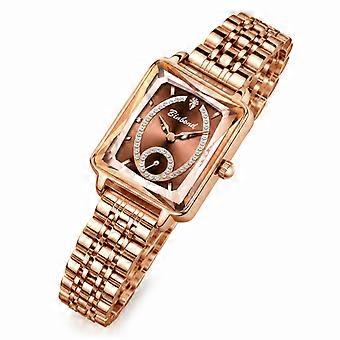 Women's Watch BINBOND Rose Gold Coffee Dial Steel Band Waterproof Luxury JY