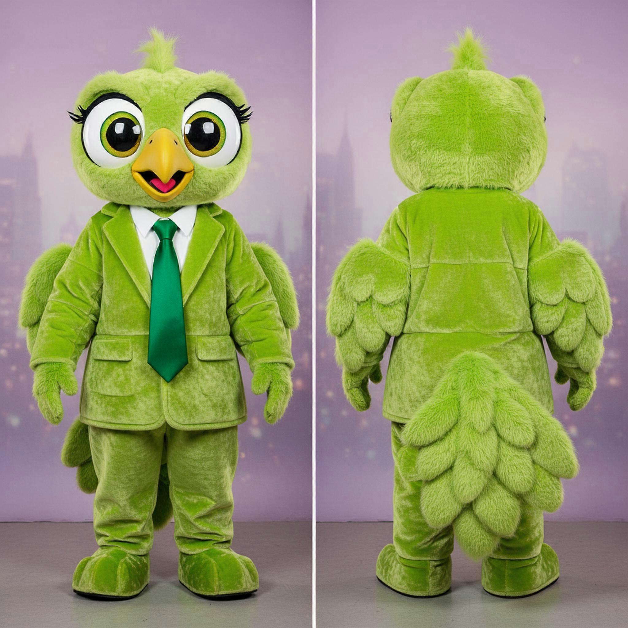 MASTICOT Lime Green Broad Winged Harpy Mascot