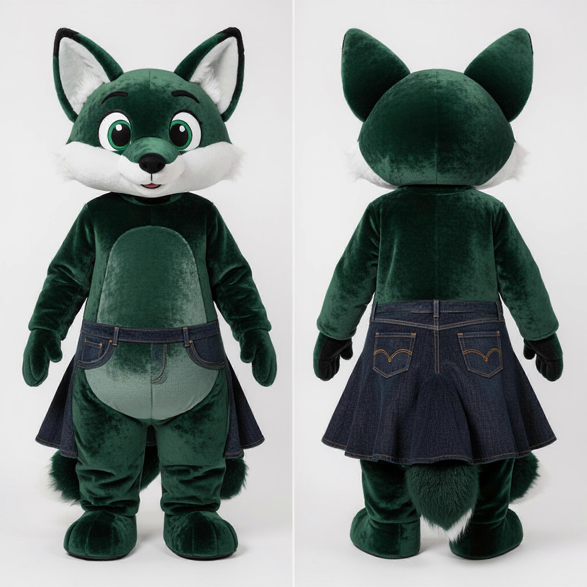 MASTICOT Forest Green Playful Fox Mascot