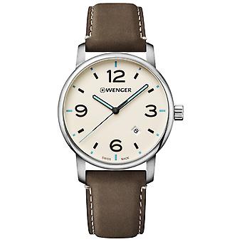 Wenger urban metropolitan reloj para Hombre Analógico de Cuarzo suizo con brazalete de Piel de vaca 01.1741.118