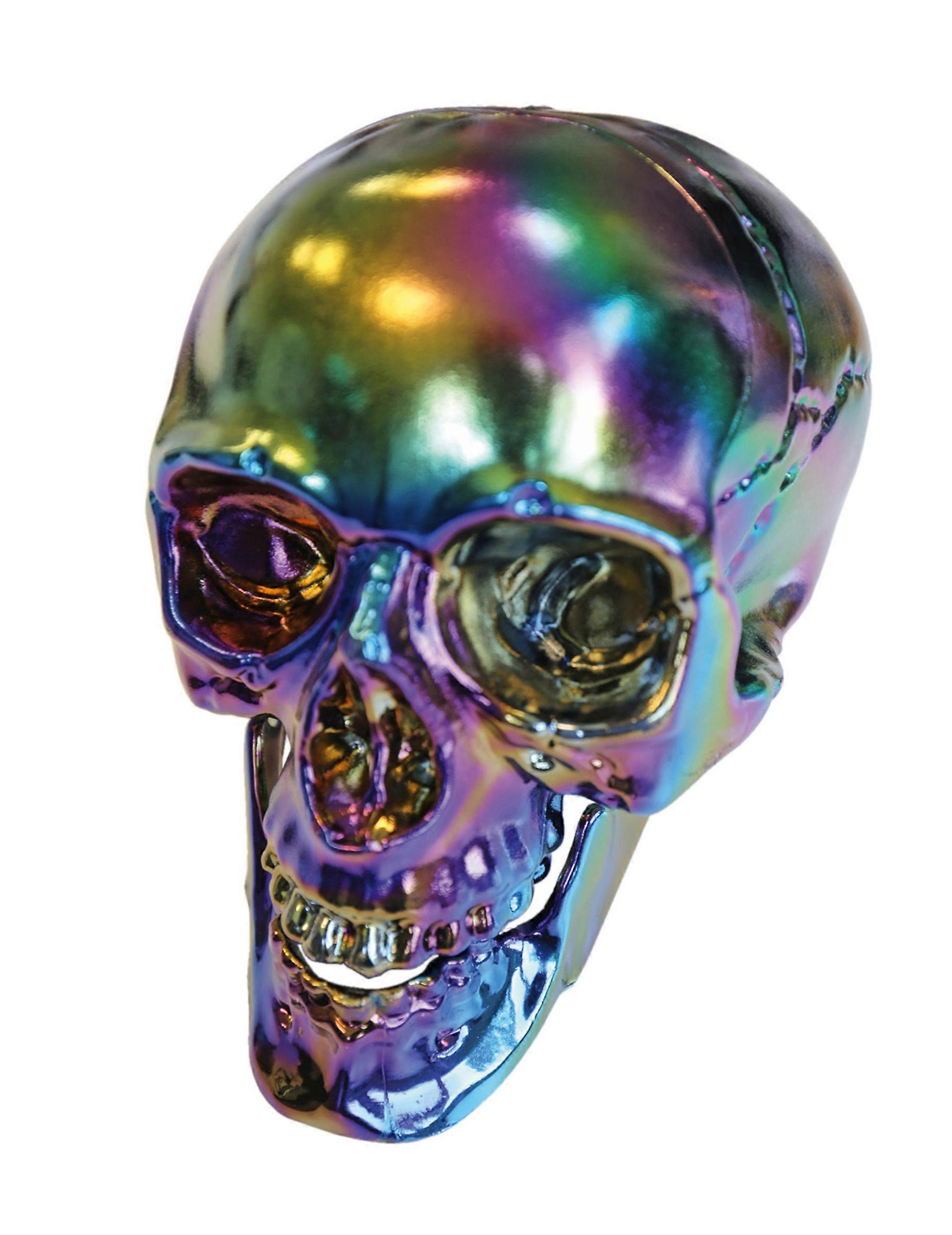 Crâne halloween reflets métallisés irisés 20 cm