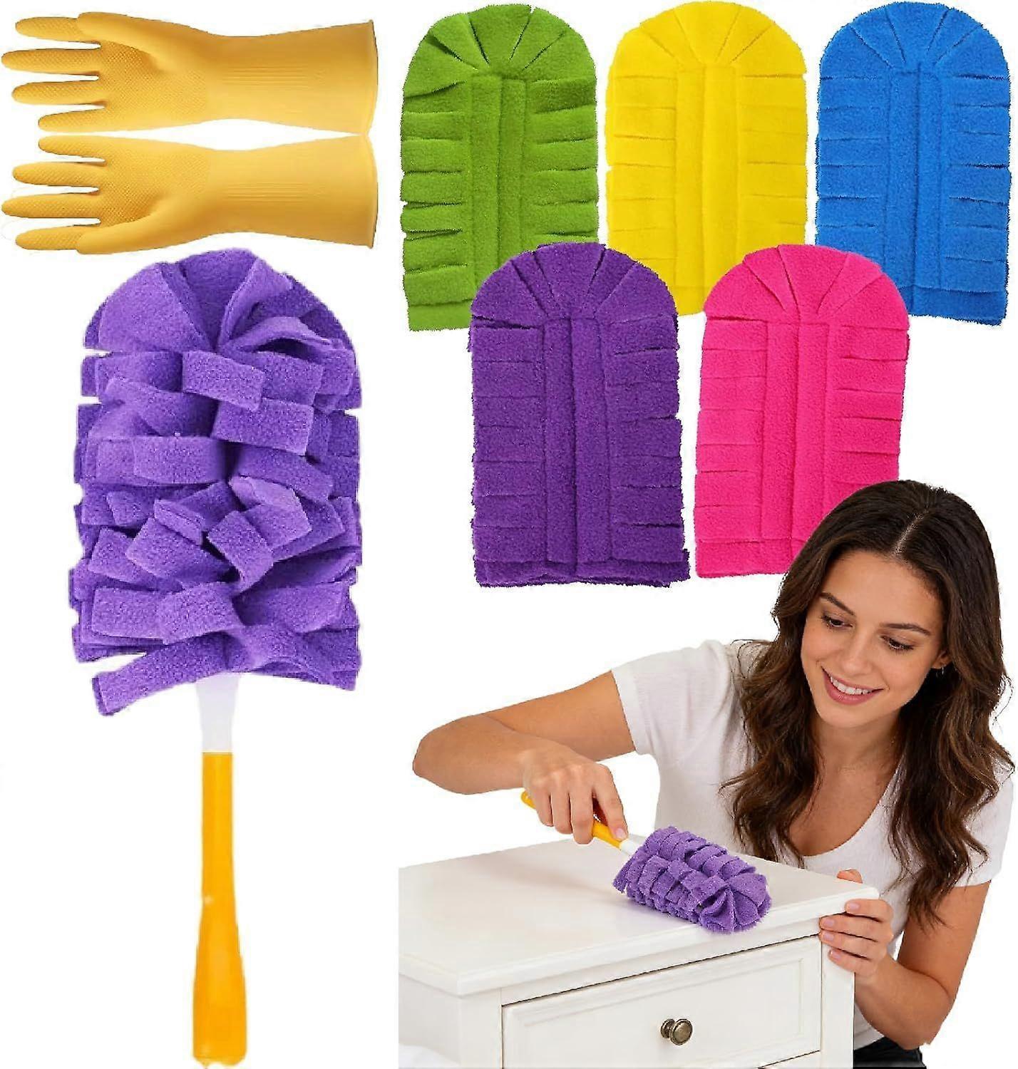 360 Electrostatic Duster Refills, Washable Reusable Microfiber Dusting Heads for Home Cleaning