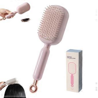 Retractable Self Cleaning Hair Brush with One Pull Detangling, Anti Static Massage Cushion for All Hair Types Pink