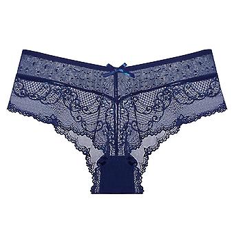 Veeki Womens Underwear Invisible Seamless Bikini Lace Underwear Half Back Coverage Panties, 5 Pack, Blue, S