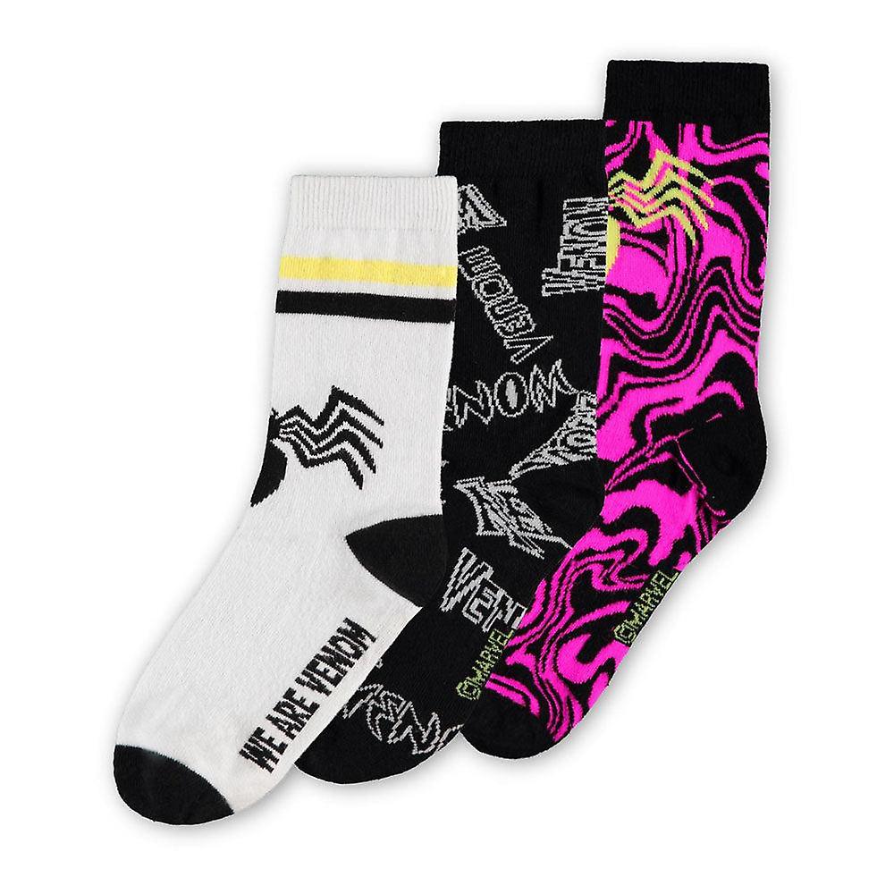 MARVEL COMICS Venom Logo All-over Print Children's Crew Socks (3-Pack)