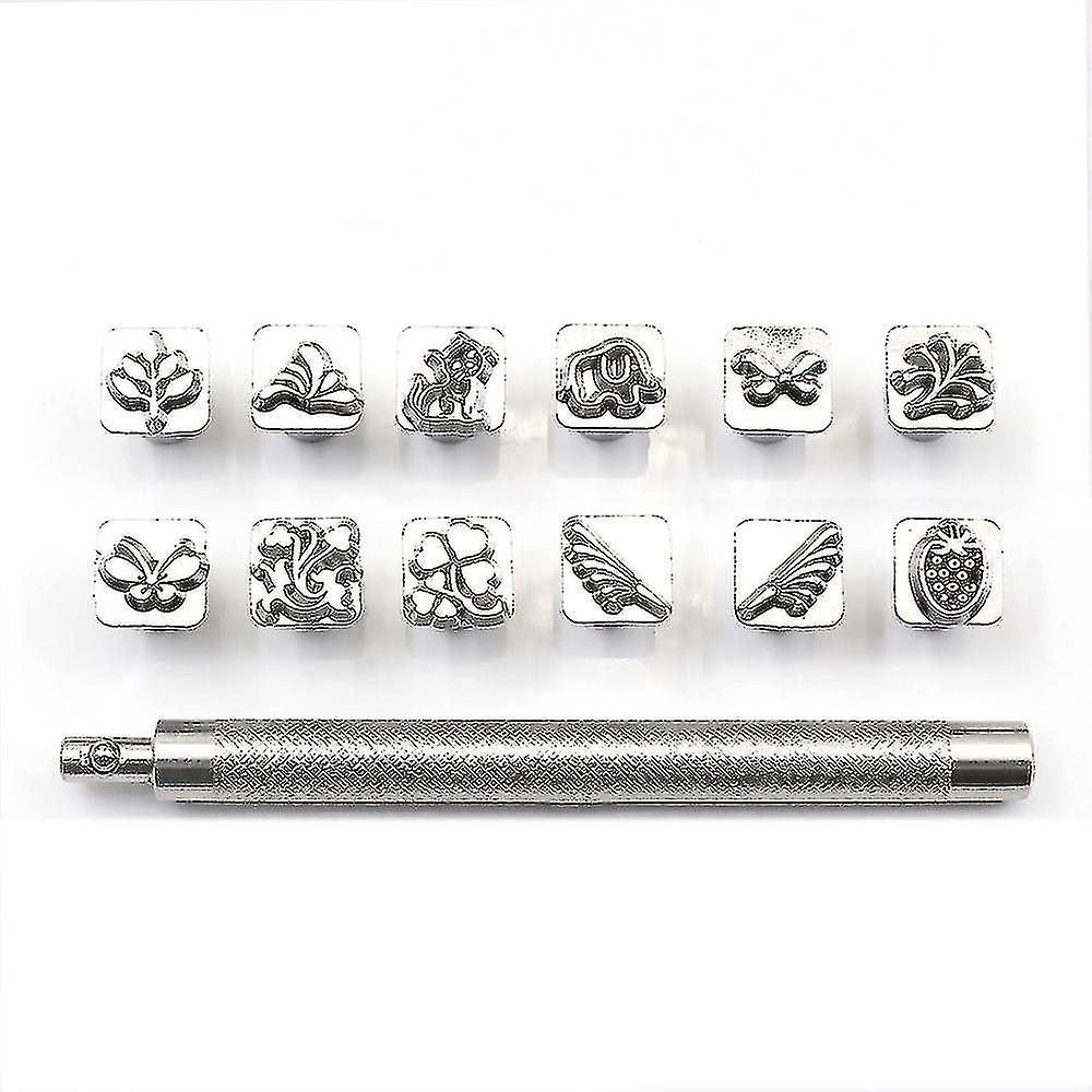12pcs Stamping Tool Set Animals Plants Pattern Craft Tools Stamping Punch Tool Diy