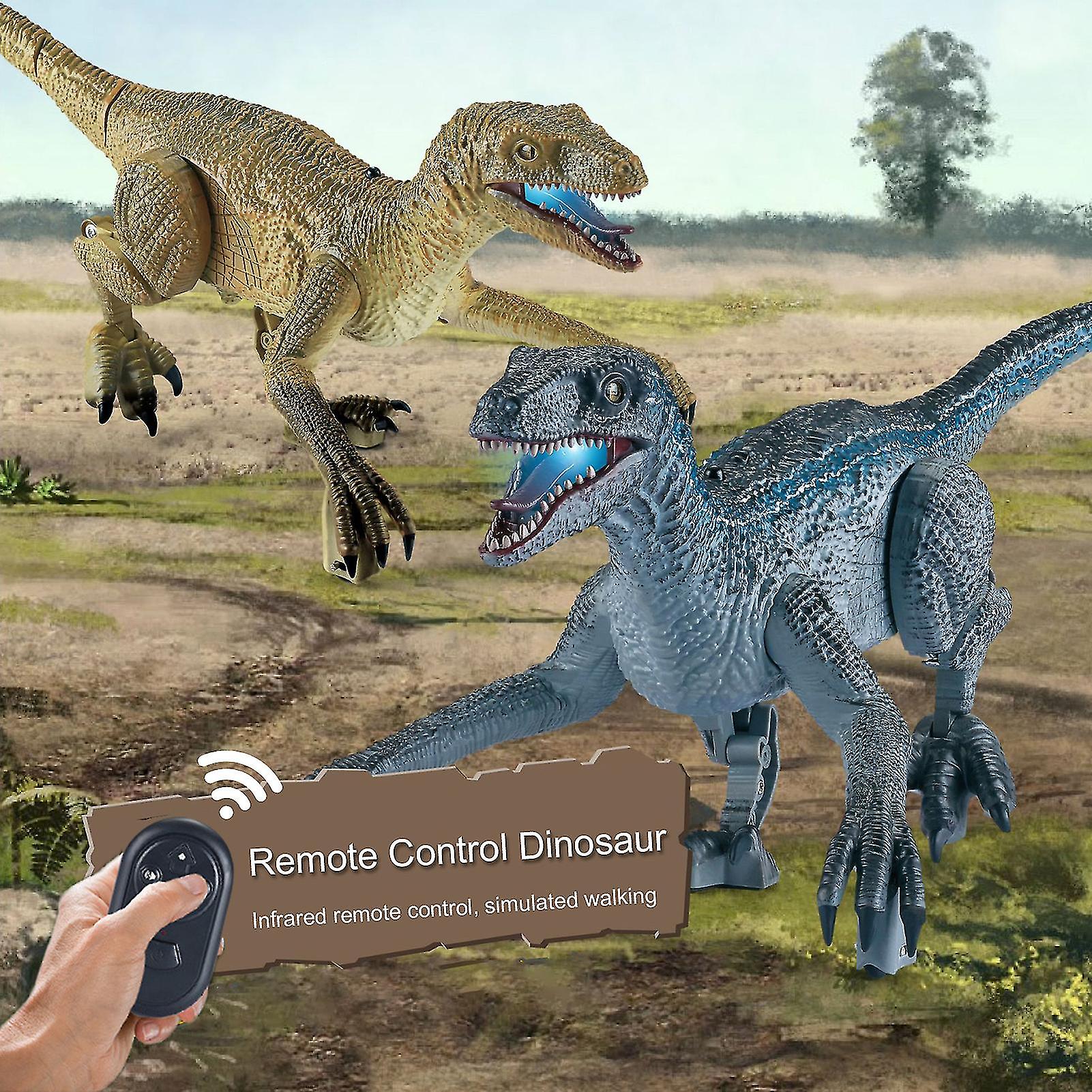 Remote Control Dinosaur Cool Light And Sound Simulation Walking Roaring Velociraptor Toy 2.4g Wireless 4ch Rc Electric Jurassic Dinosaur Model