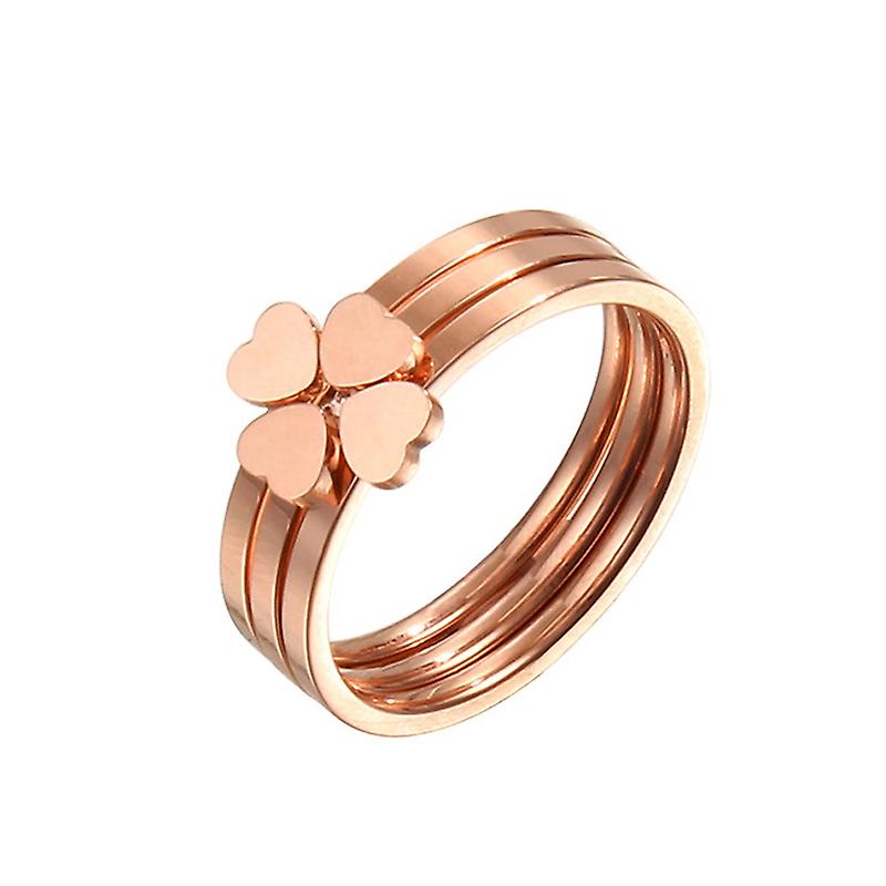 2 PCS Four-leaf Clover Couple Ring, Size: US Size 5