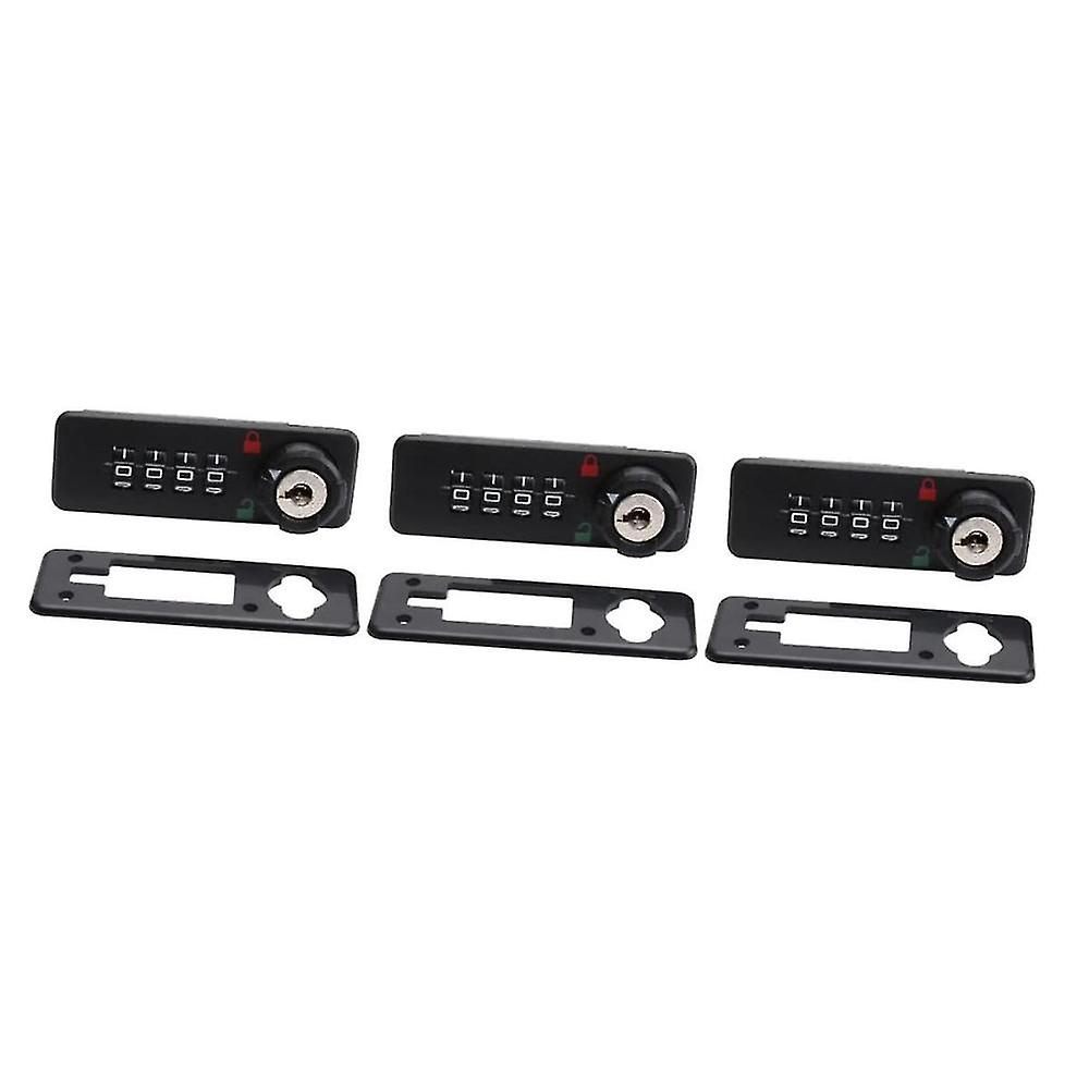 3pcs 4 Office Wooden Digit - Black Lock Cam Coded Door Mechanical File Plastic Lock