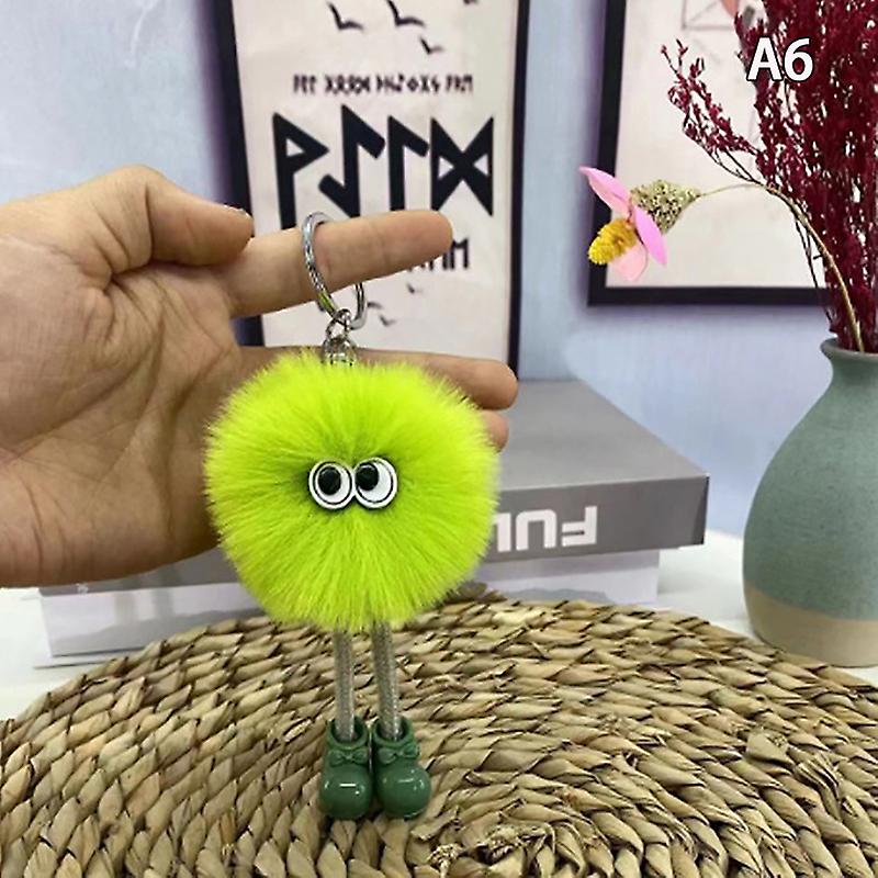 Rex Rabbit Fur Cute Cartoon Plush Keychain Fur Decortion Car Mirror Accessory