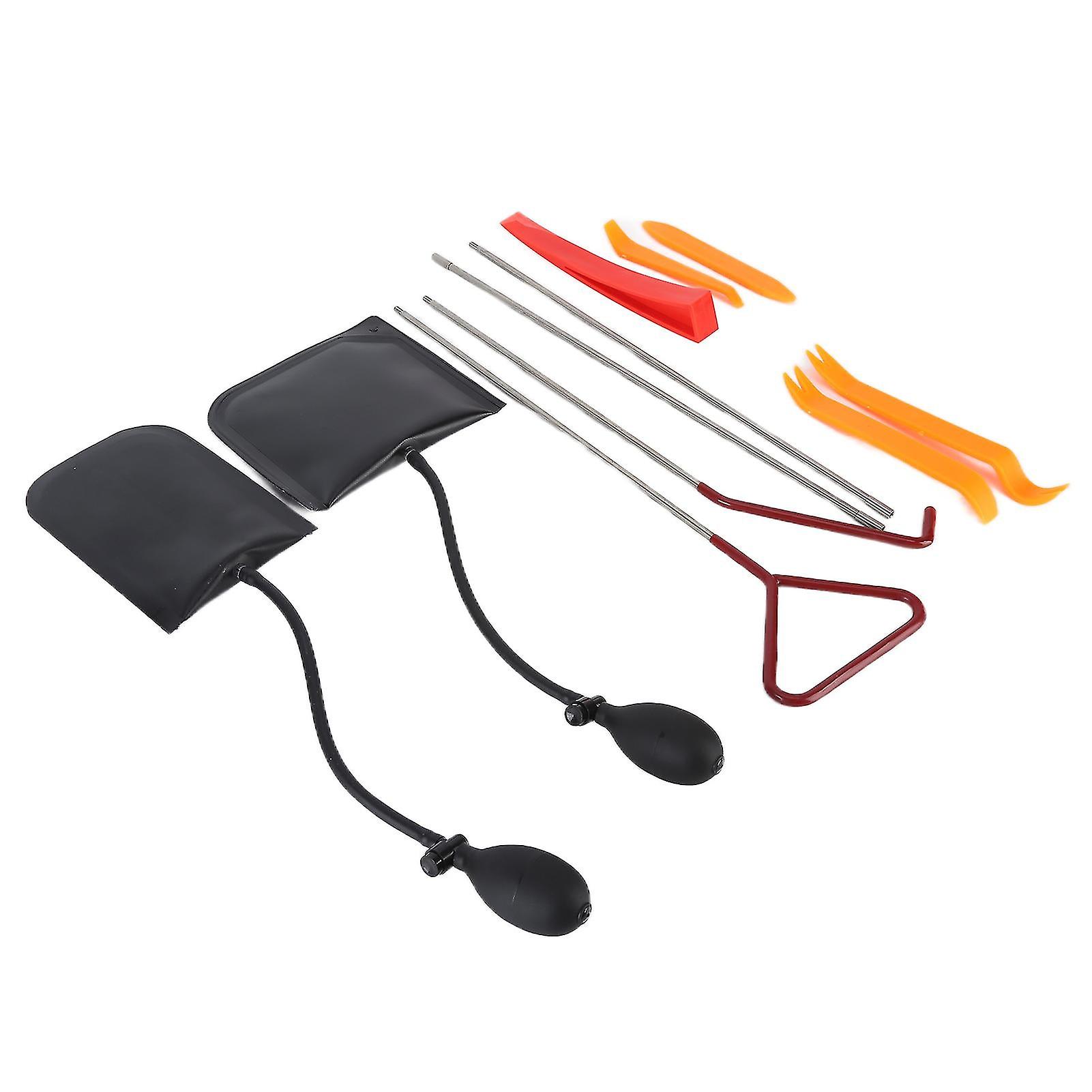 11Pcs Car Door Open Kit Long Reach Grabber Air Pump Bag Nonmarring Wedge Emergency Tools