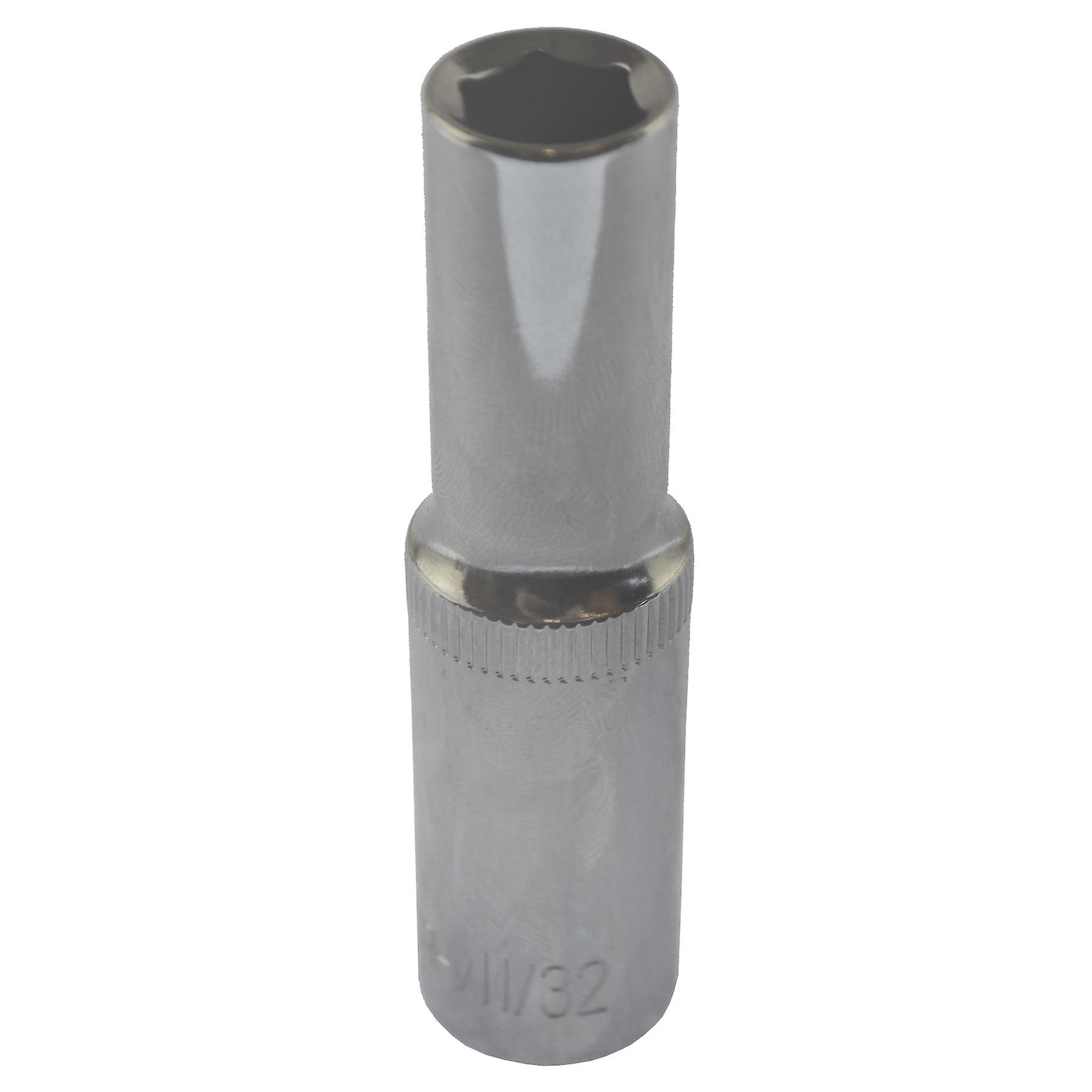 11/32" Imperial AF SAE Socket Double Deep 6 Sided Single Hex 3/8" Drive