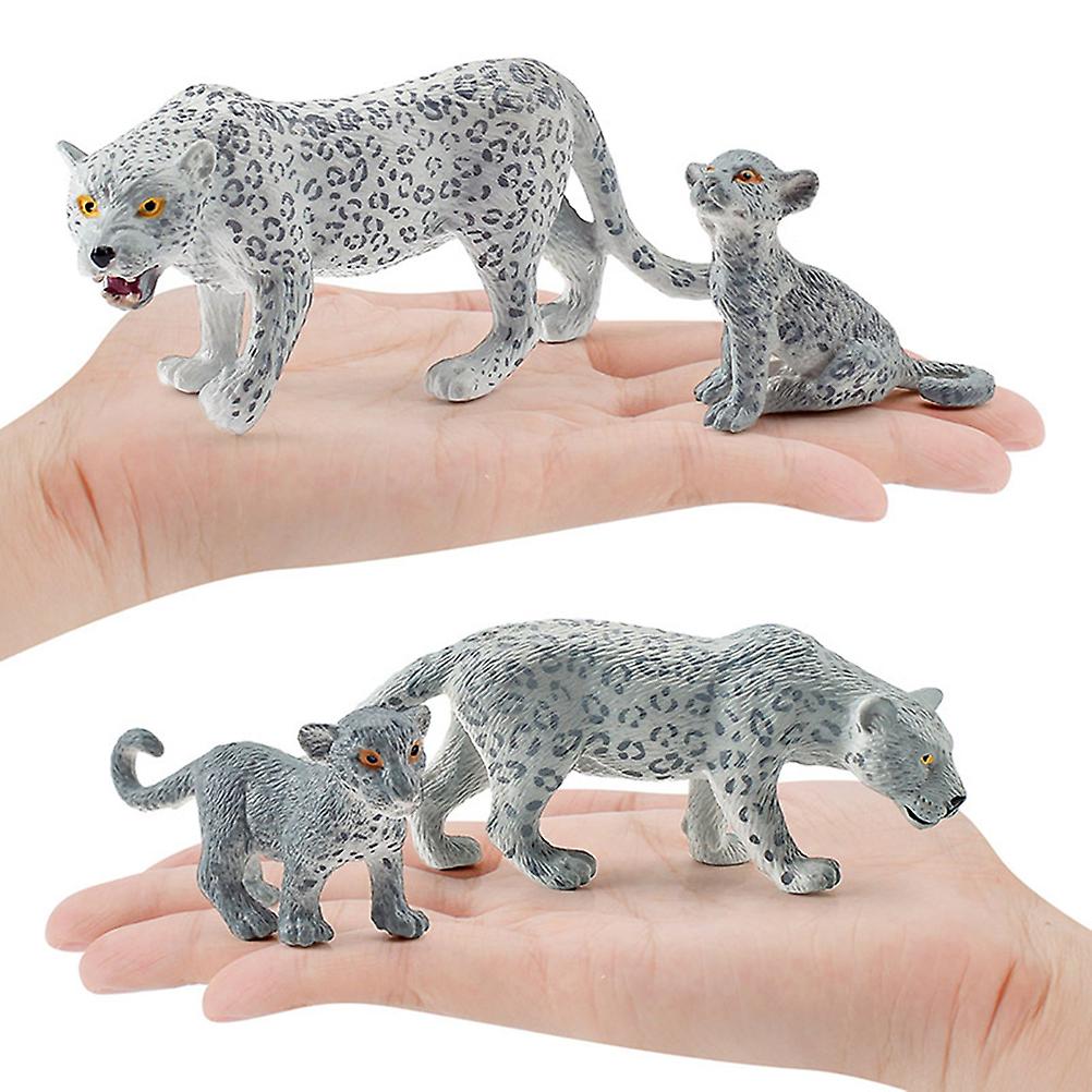 4 Pieces Snow Leopard Figurine PVC Realistic Snow Leopards Miniature Wild Animals Model Action Figure for Clooection