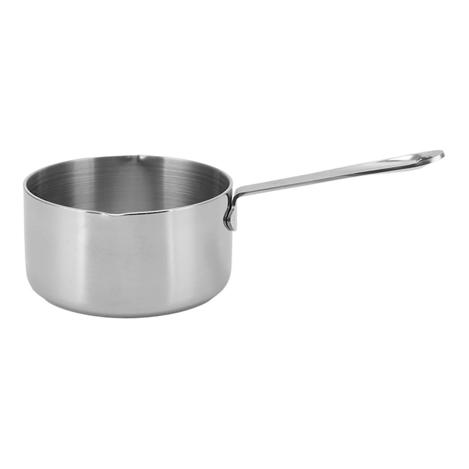 Stainless Steel Butter Warmer, Flat Bottom Milk Jug with Double Diverter Opening, Hanging Hole for Chocolate 500ml