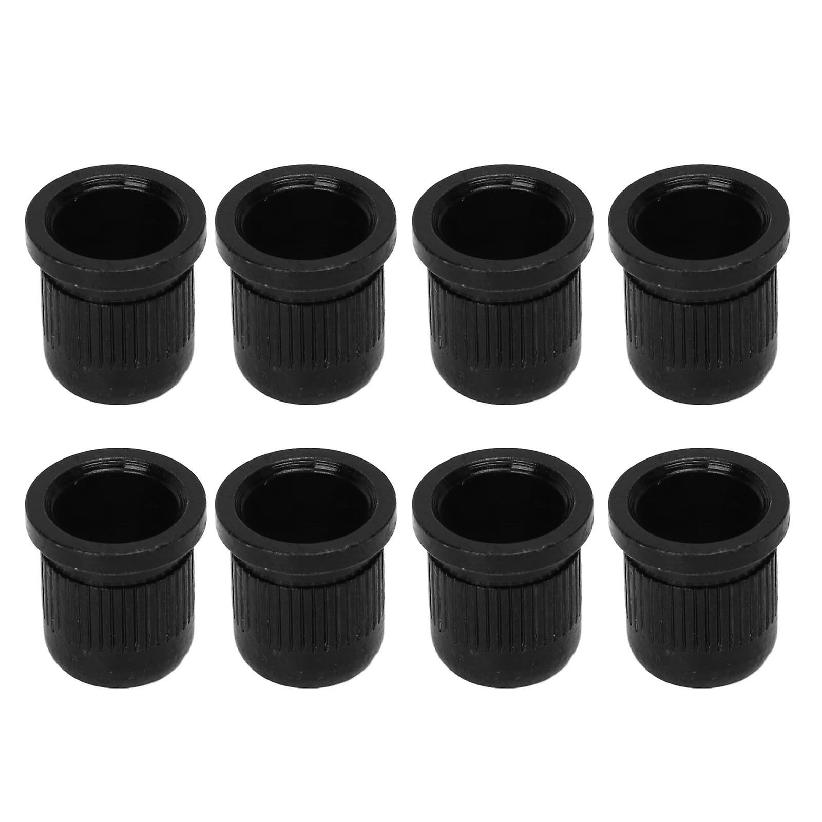 8PCS Guitar String Ferrule Alloy Compact Bass Through Body Buckle for Replacement Black