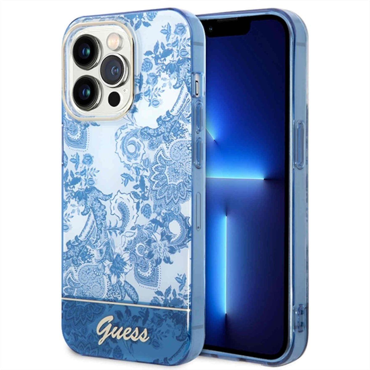 GUESS Protective Case for Apple iPhone 14 Pro Cover Case Hard Case Niebieski Blue