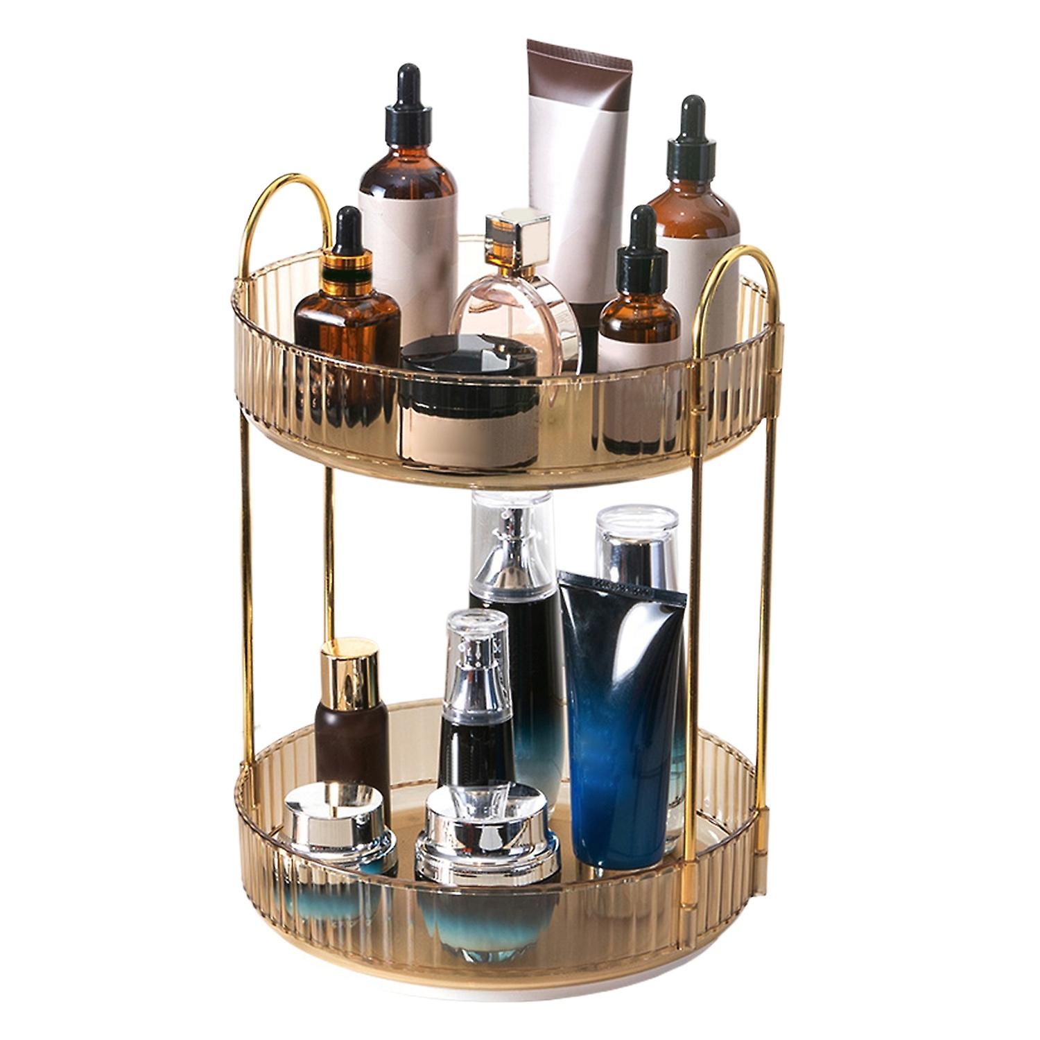 Makeup Storage Shelf High-Capacity Multi-layered Stable Base Good Raised Edge Design Desktop Makeup