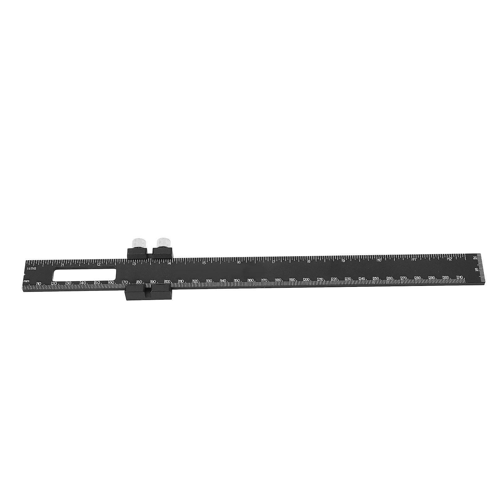 T Square Woodworking Ruler: Aluminum Alloy Adjustable Slide Stop for Scribing & Marking, 12in with Metric & Inch Scale
