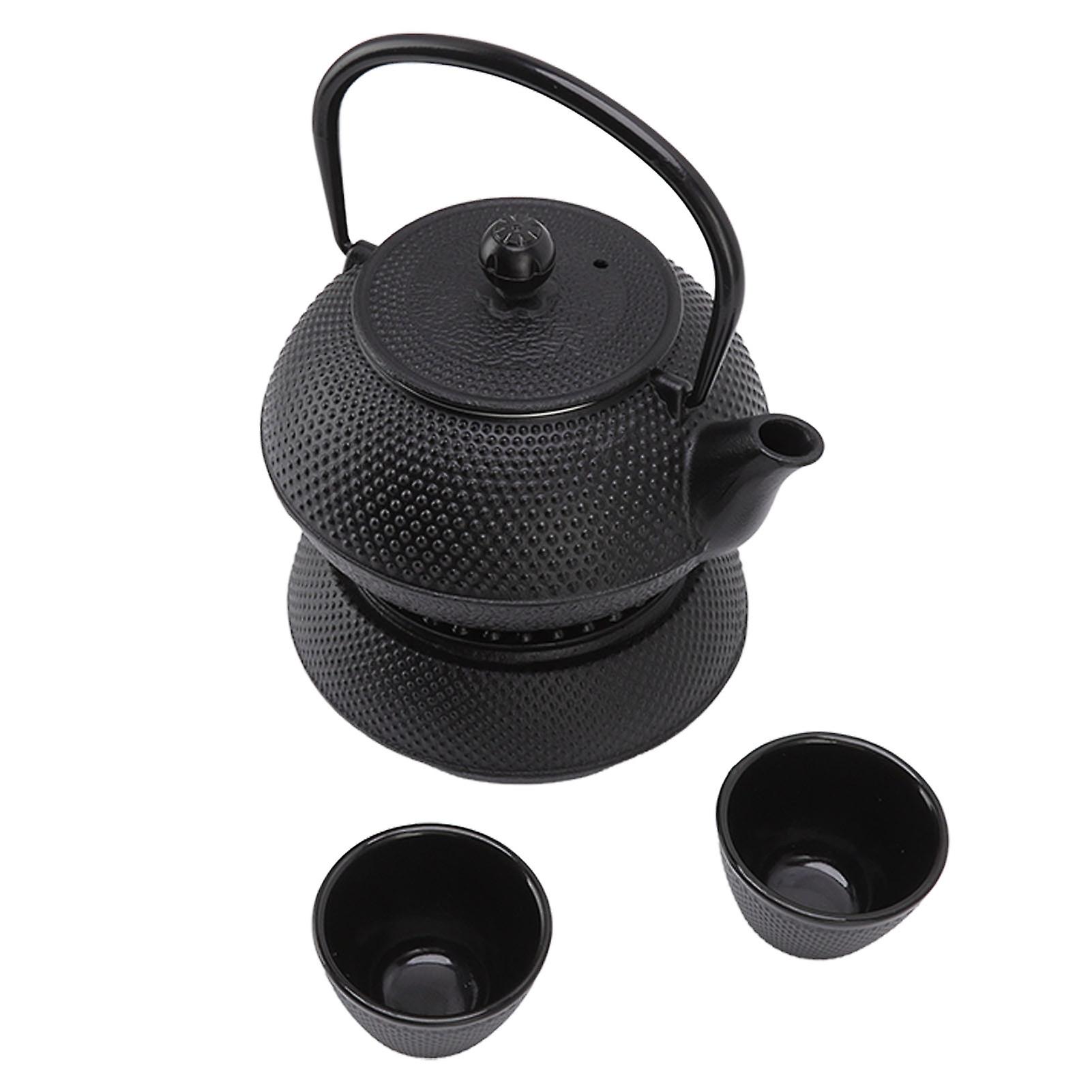 Cast Iron Kettle Set 800ml Durable Teapot with Mat & Cups