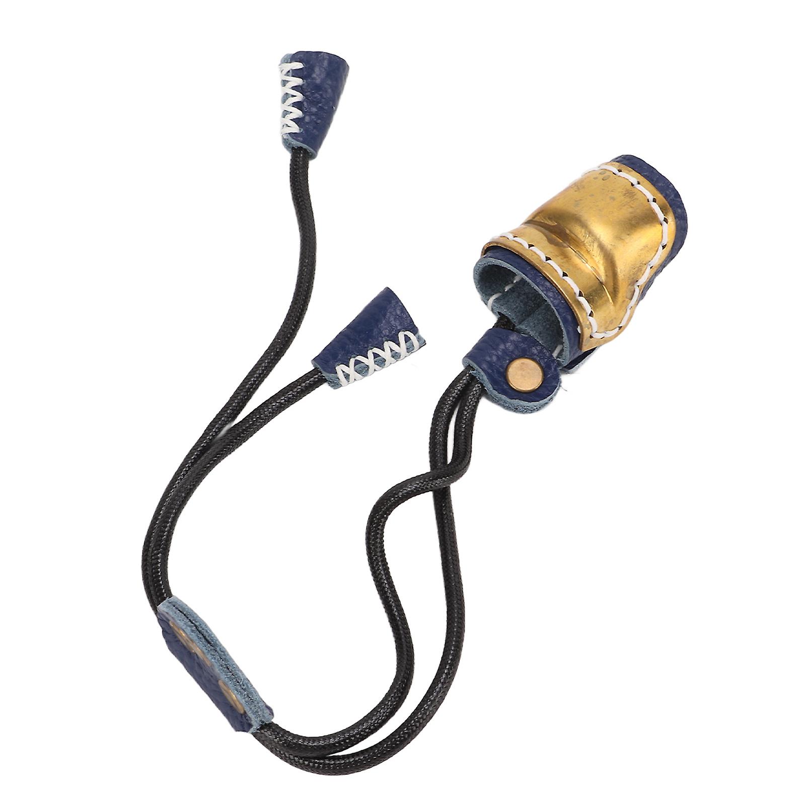 Adjustable Archery Thumb Guard Brass Safety String Cowhide Material Mongolian Finger Protector Blue