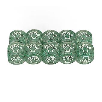 10pcs 6 Sided Dice Set Fun Interactive Waterproof Transparent Polyhedral Dice for Board Game Green