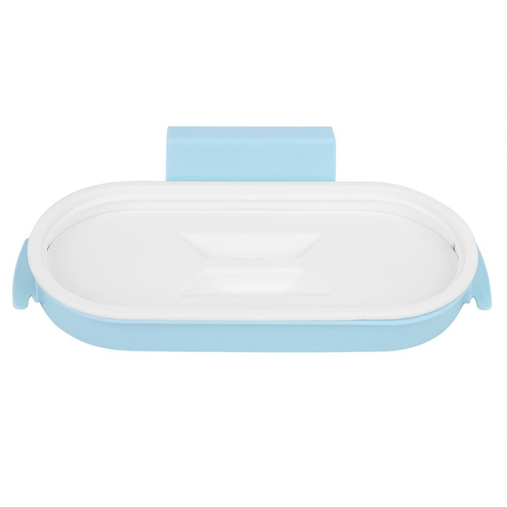 Trash Rack WallMounted No Punching Environmentally Friendly Garbage Bag Rack with Cover(Blue and White )