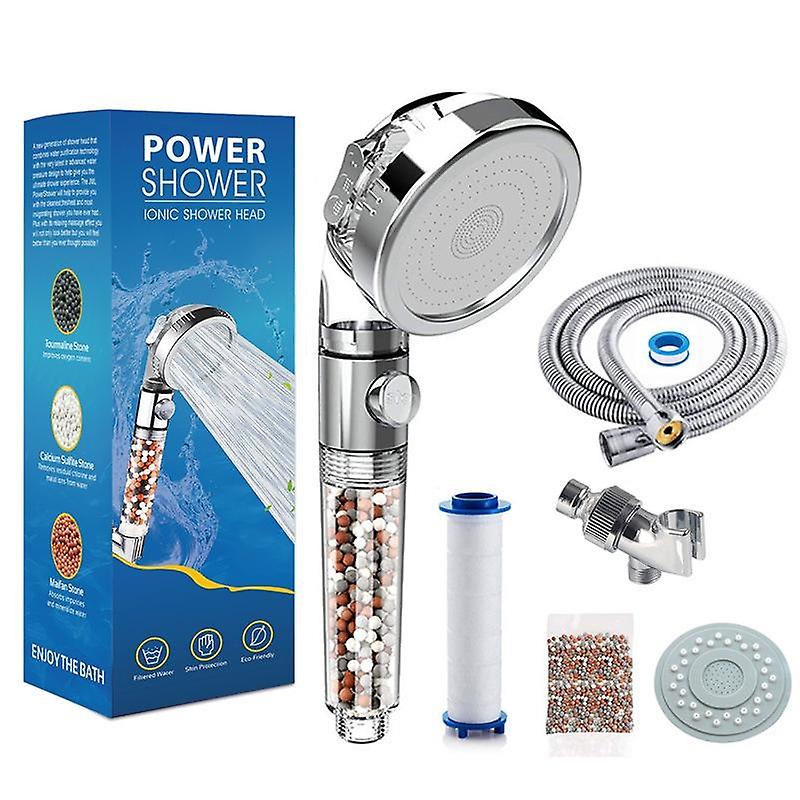 Three-speed filter water stop shower supercharged negative ion water purification shower set