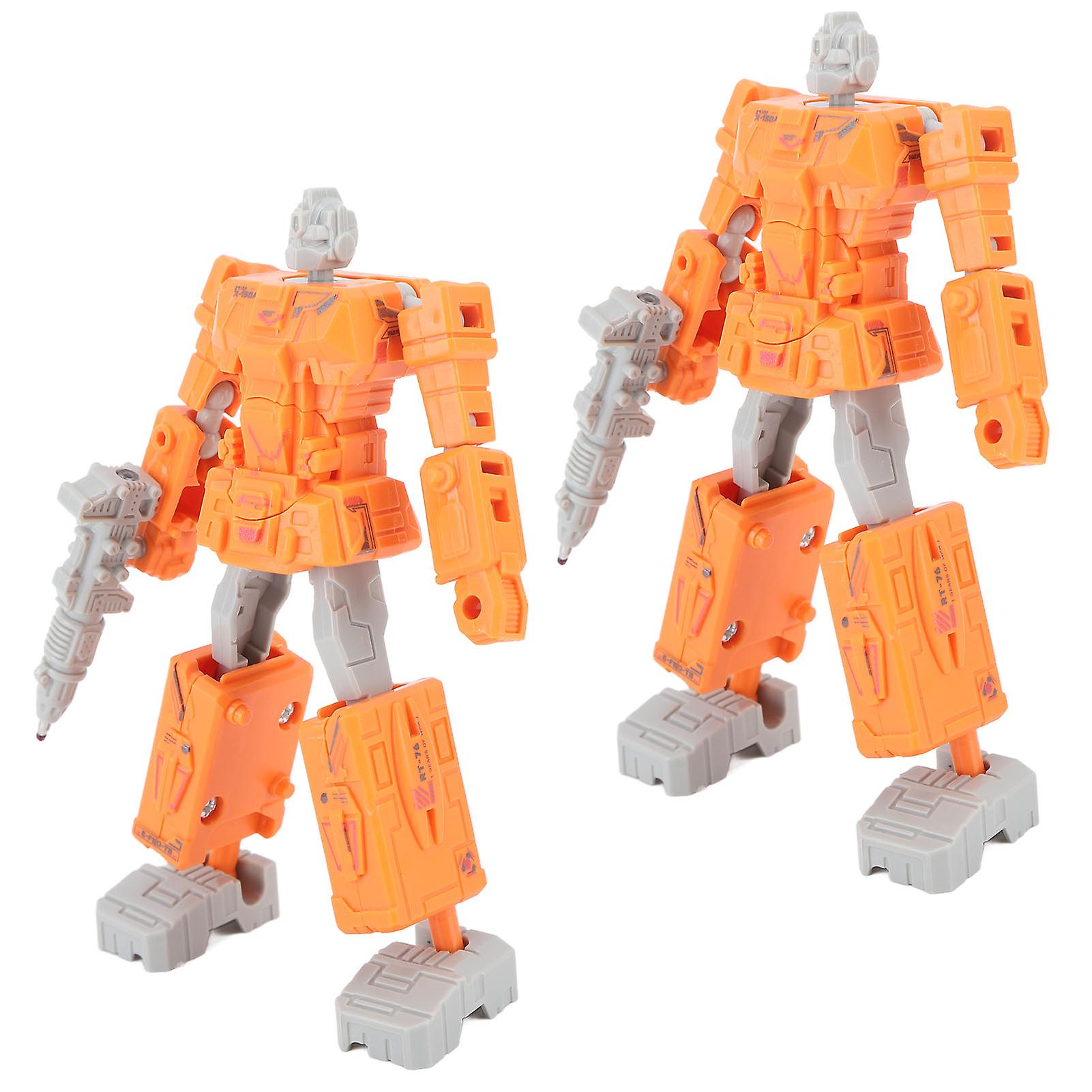 2Pcs Deformation Robot Toy Deformation Robot Pen Disassemble Student Study Stationery Orange 