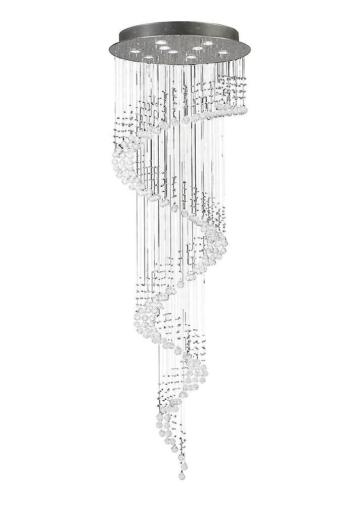 Colorado Ceiling Cluster Pendant Multi-Spiral 9 Light Polished Chrome, Crystal