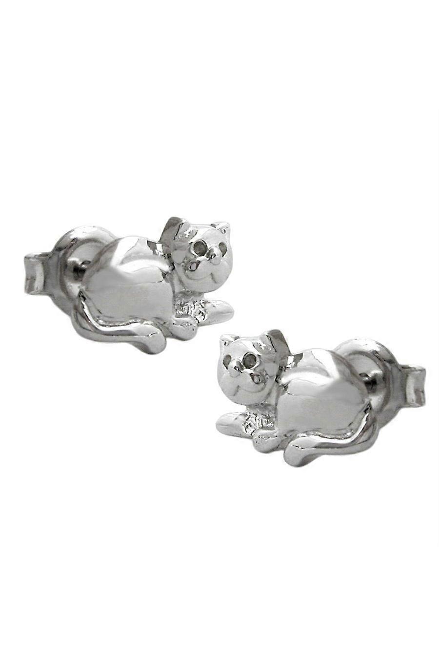 Stud Earrings Cat Rhodium Plated Silver 925 - Gl90804