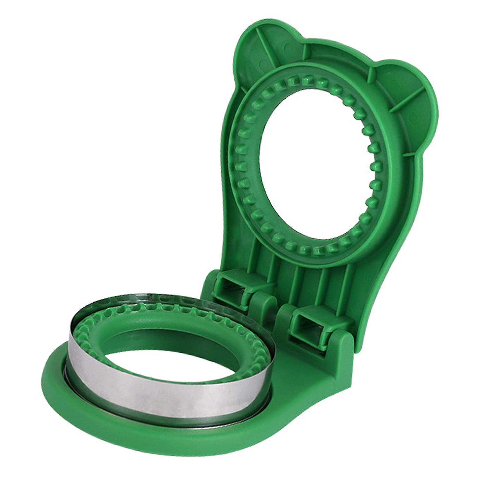 Enhance Your Culinary Experience with our Stainless Steel Hand-Safe Round Sandwich Cutting Die for Cookies, Buns, and Bread Pockets!(Green)