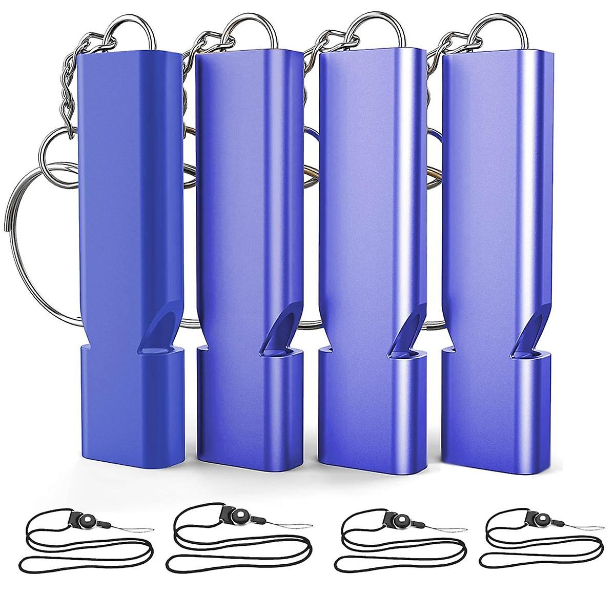 4PCS Emergency Survival Whistle Emergency Whistle, Premium Safety Survival Whistles with 4pcs Neck Hanging Rope Blue