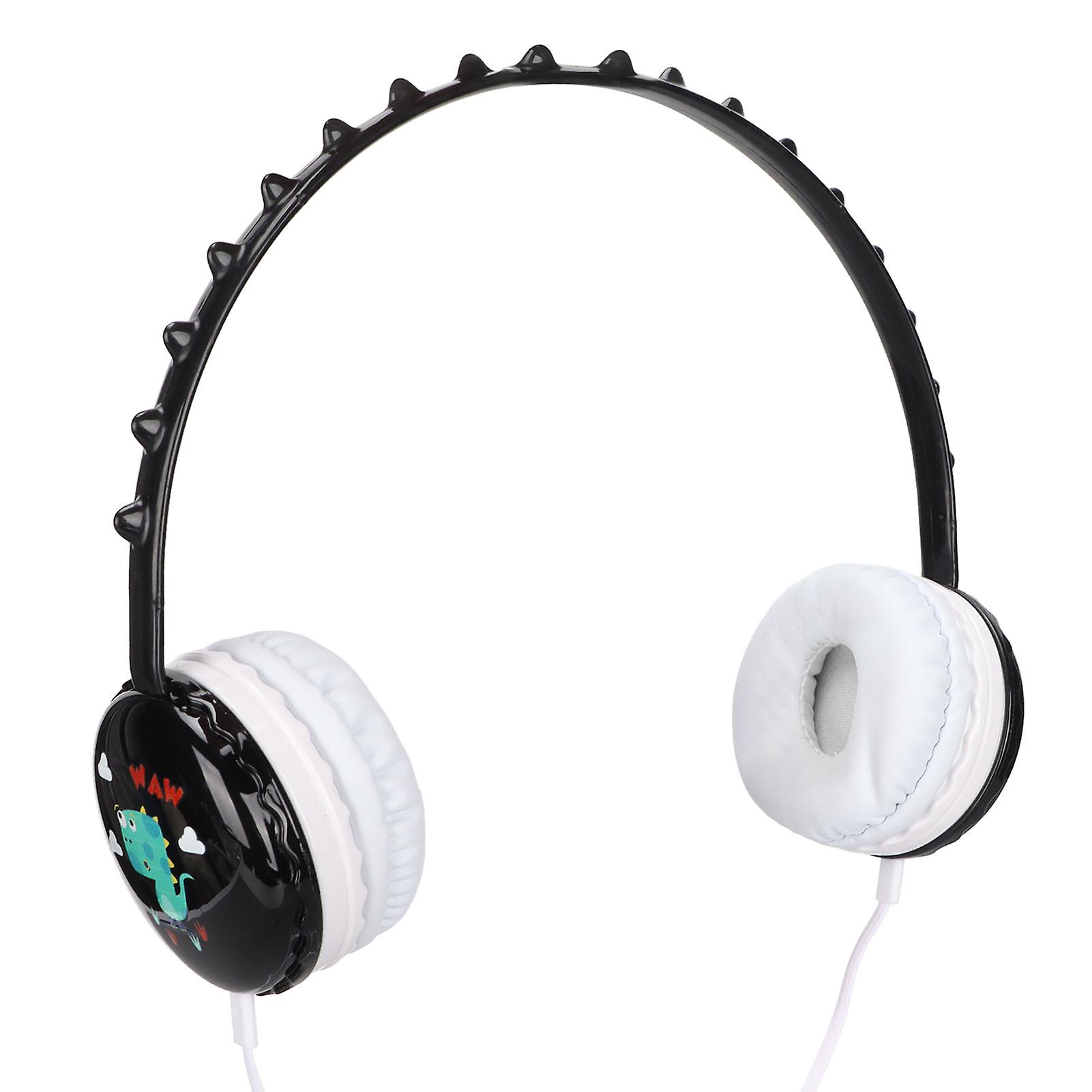 GPB Kids Wired Headphone 3.5mm Jack Stereo Adjustable Headband Cute Child Dinosaur Headset for PC TabletsBlack