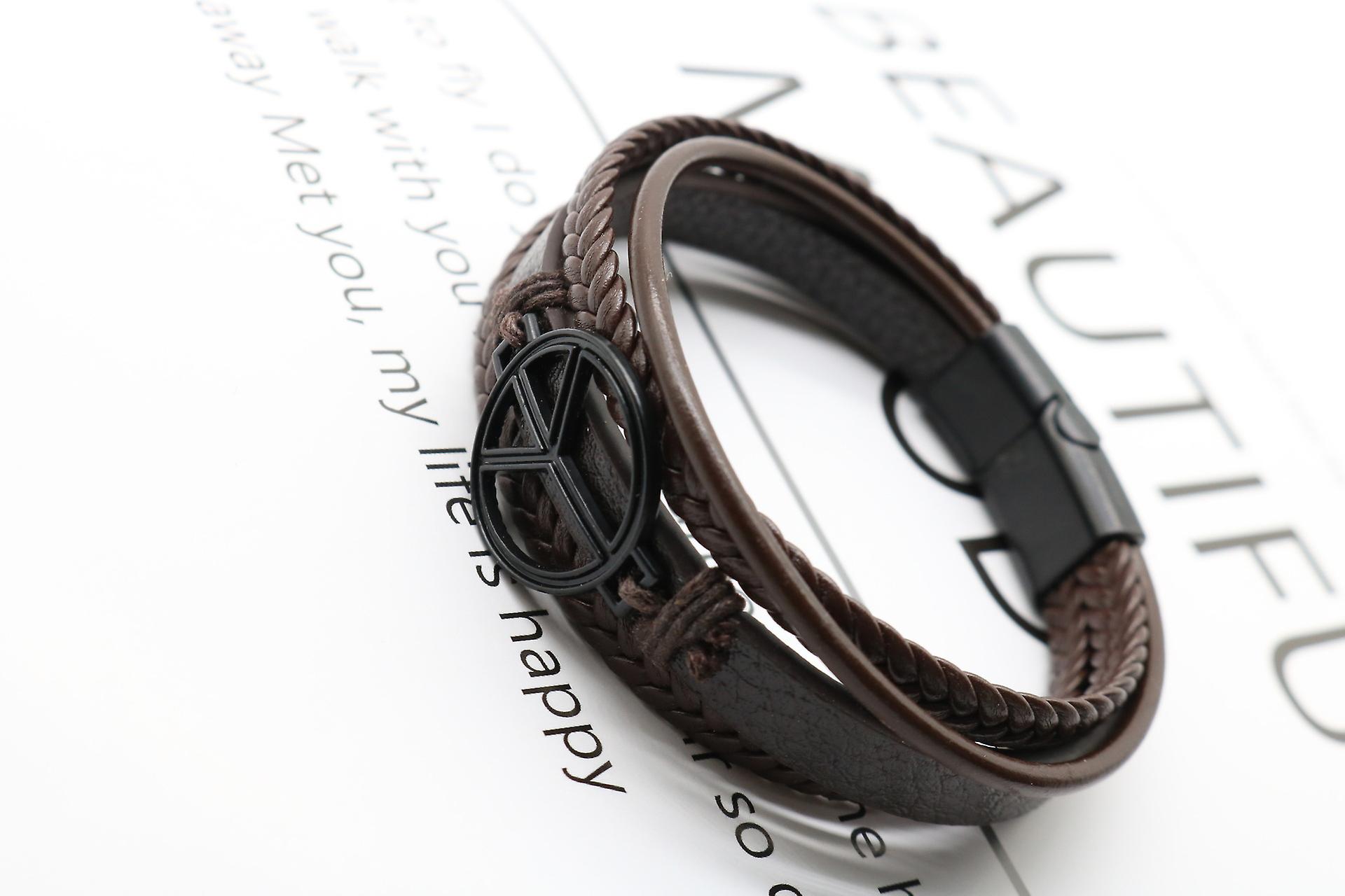 צמידי עור אופנתיים צמידי חבל קלועים רב שכבתיים לגברים צמידי פלדה רב שכבתיים לצמידים גבריים תכשיטים Pulsera Hombre