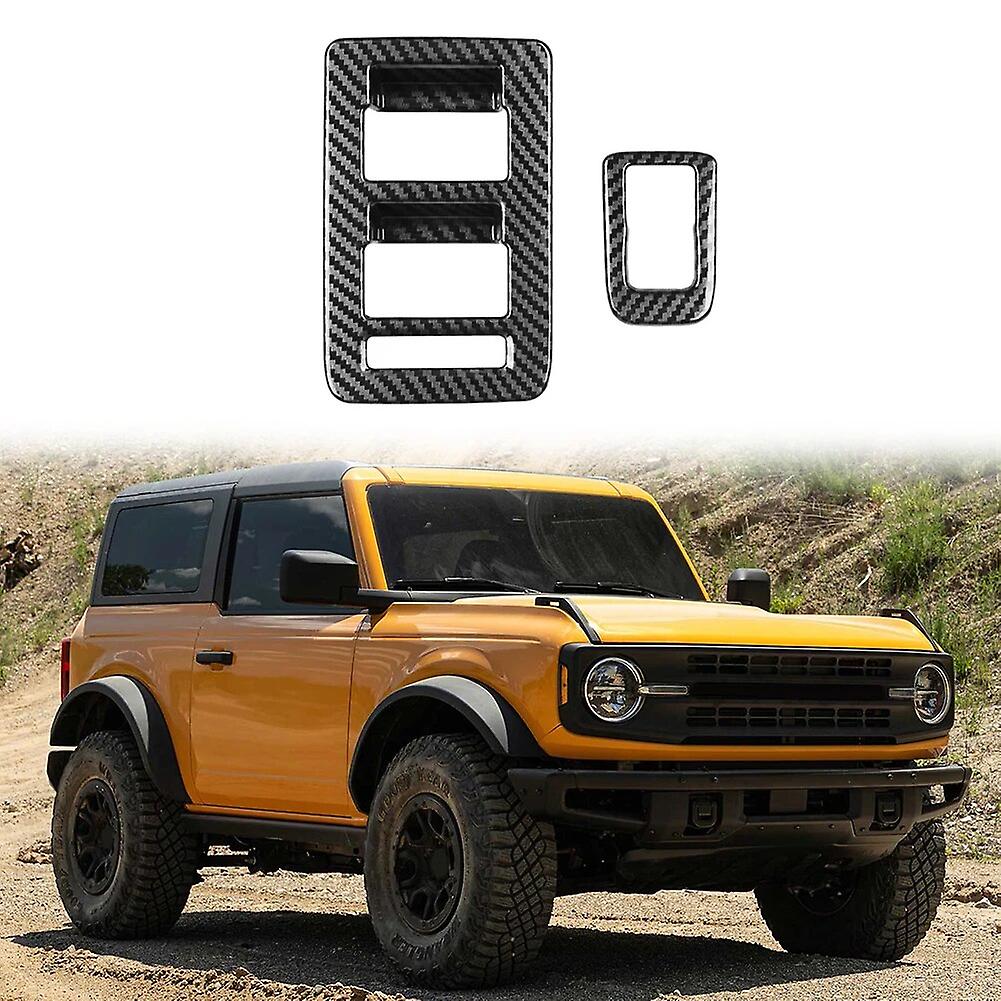 2pcs Decorative Frame Abs Carbon Fiber  Switch Trim Cover Accessories For Ford Bronco 2021-23