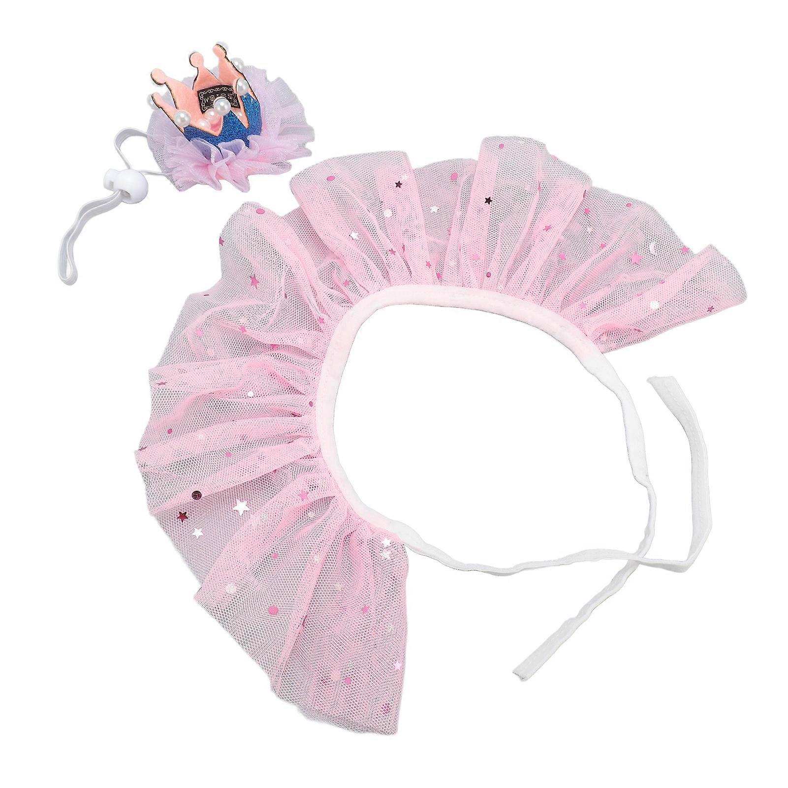 ペットの誕生日の衣装セット調節可能な繊細なペットの王冠と猫の犬の衣装のための首輪セット