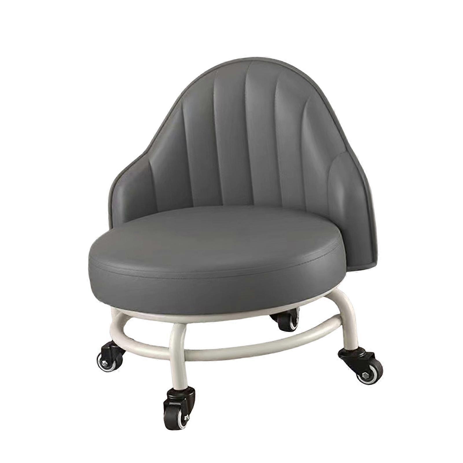 Low Rolling Stool Multipurpose Makeup Pedicure Stool for Office Library Home Dark Gray