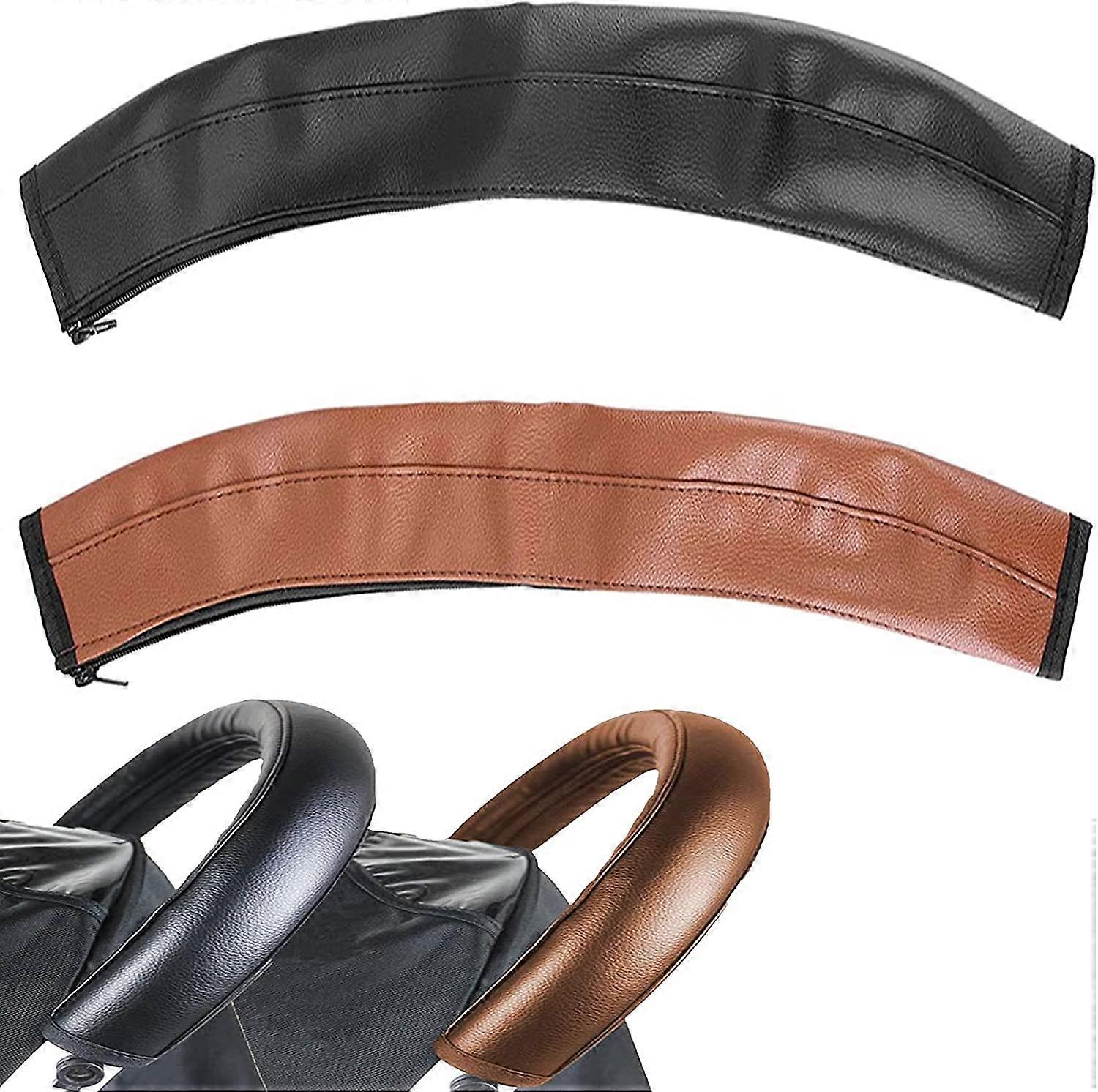 2 Pieces Universal Trolley Handle Cover, for Trolley Handle with Removable Zipper Waterproof Trolley Accessories (Brown, Black