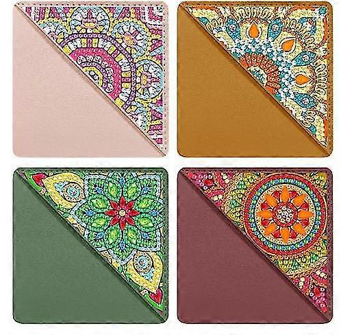 4pcs Diamond Painting Bookmarks For Kids, 5d Corner Bookmark, Diy Triangle Making Diamond Art Bookmarks, Crafts Gifts