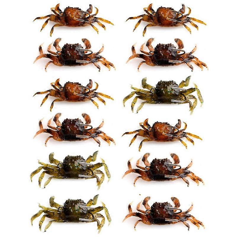 Ensemble De 12 appâts de crabe artificiels, Leurres mous de crabe de simulation 3D avec hameçons tranchants, Accessoire Fish Tackle , Couleur aléatoire